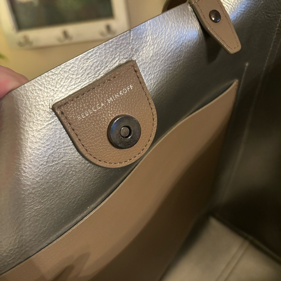 Rebecca Minkoff Leather Neutral Minimalist Tote Bag Purse - Picture 10 of 10